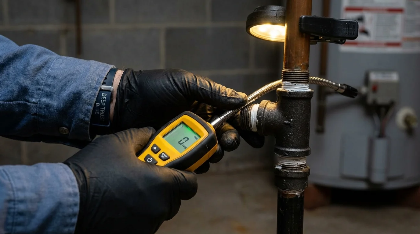 Gas leak detection with electronic sniffer by Johns Plumbing LLC in Laconia