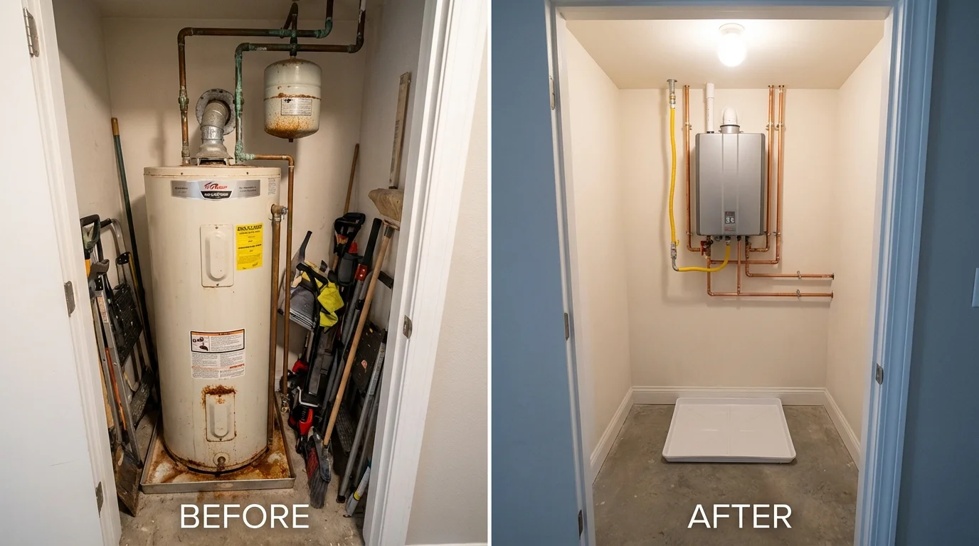 Tank water heater versus wall-mounted tankless unit comparison for Laconia, NH homeowners